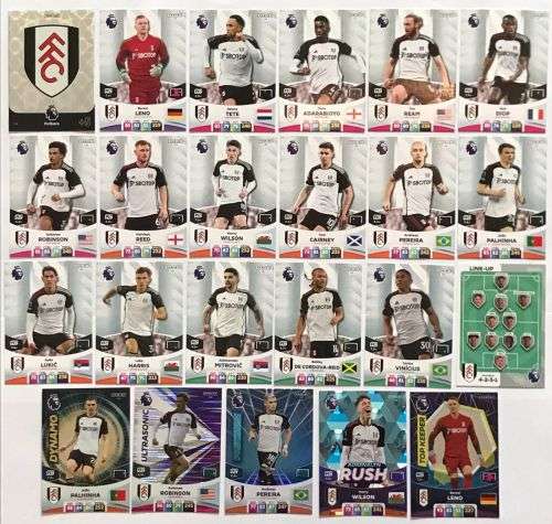 FULHAM FC - PANINI English Premier League 2023/24 - COMPLETE TEAM SET of 23 TRADING CARDS