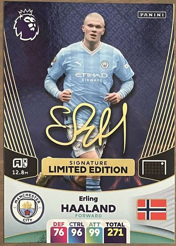ERLING HAALAND - PANINI English Premier League 2023/24 - RARE `SIGNATURE LIMITED EDITION` CARD
