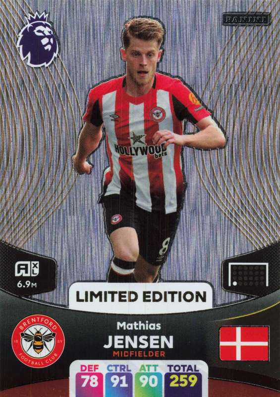 MATHIAS JENSEN - PANINI English Premier League 2023/24 -  `LIMITED EDITION` TRADING CARD