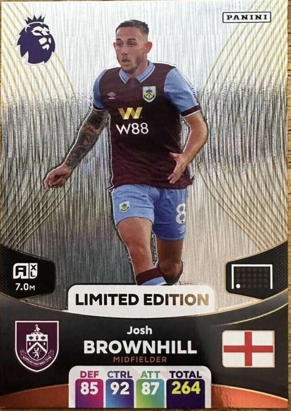 JOSH BROWNHILL - PANINI English Premier League 2023/24 -  `LIMITED EDITION` TRADING CARD
