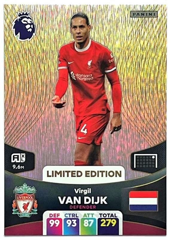 VIRGIL VAN DIJK - PANINI English Premier League 2023/24 -  `LIMITED EDITION` TRADING CARD