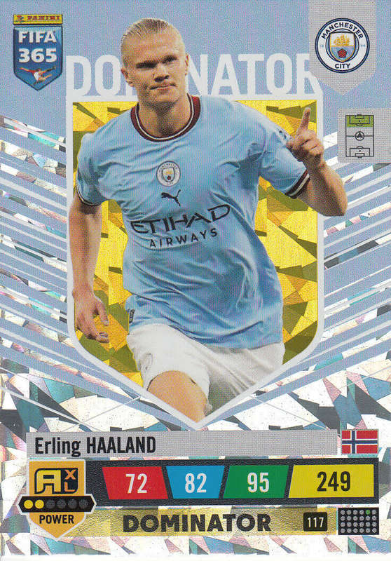 ERLING HAALAND - PANINI `FIFA 365 COLLECTION` 2023 - `DOMINATOR` FOIL TRADING CARD 117