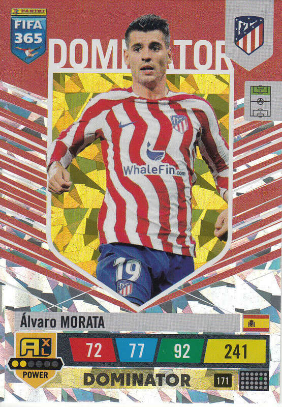 ALVARO MORATA - PANINI `FIFA 365 COLLECTION` 2023 - `DOMINATOR` FOIL TRADING CARD 171