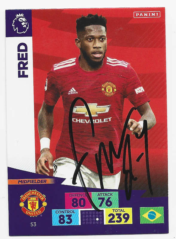 FRED  (Man. United) - PANINI `E. P. League` 2021 COLLECTION - Personally Signed Trading Card