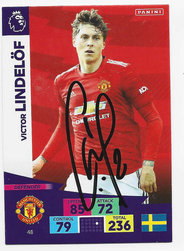 V. LINDELOF  (Man. United) - PANINI `E. P. League` 2021 COLLECTION - Personally Signed Trading Card
