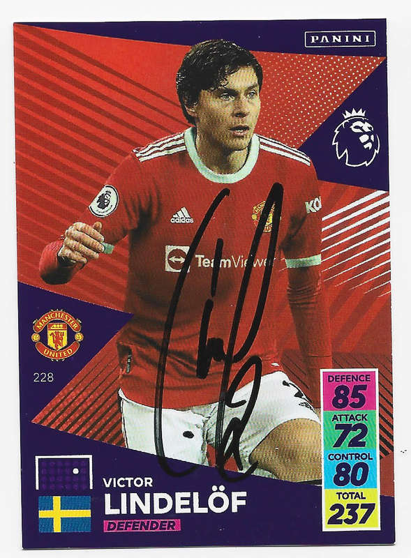 V. LINDELOF  (Man. United) - PANINI `E. P. League` 2022 COLLECTION - Personally Signed Trading Card