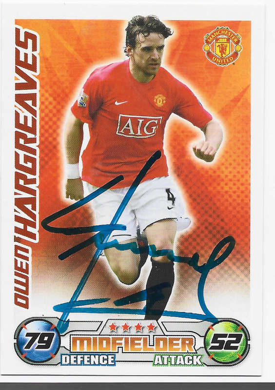 O. HARGREEVES (Man. United)- TOPPS `MATCH ATTAX` 2009 COLLECTION - Personally Signed Trading Card