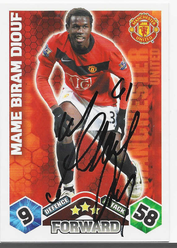 MAME DIOUF (Man. United)- TOPPS `MATCH ATTAX` 2010 COLLECTION - Personally Signed Trading Card