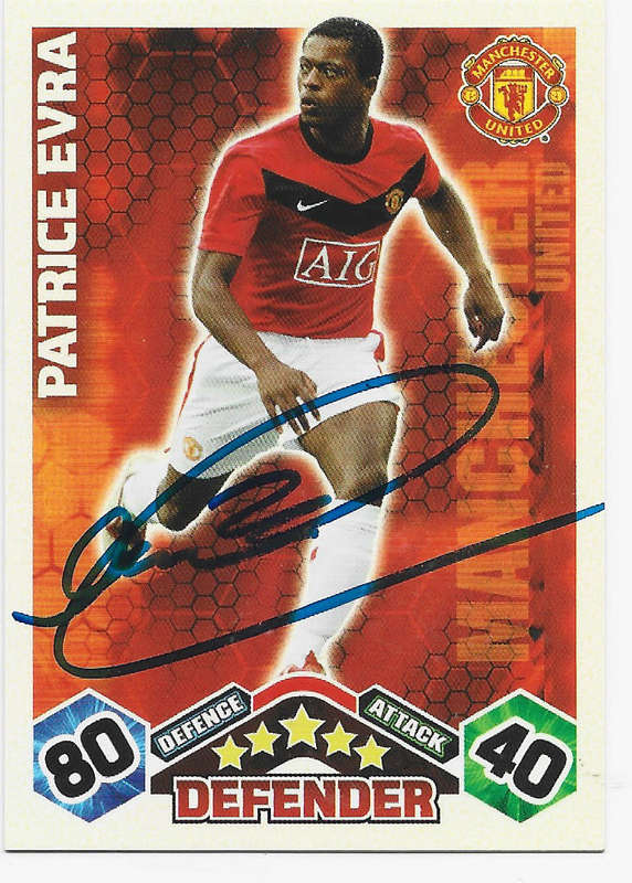 PATRICE EVRA (Man. United)- TOPPS `MATCH ATTAX` 2010 COLLECTION - Personally Signed Trading Card
