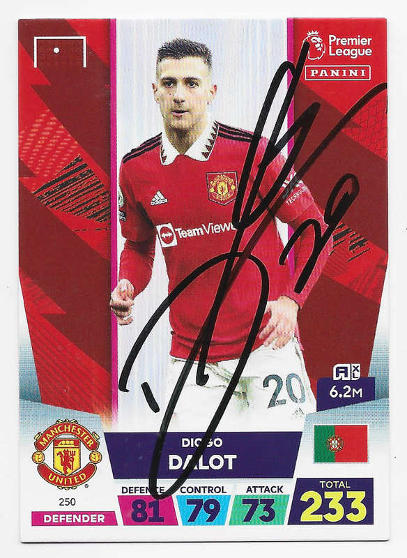 DIOGO DALOT (Man. United) - PANINI EPL 2023 -  Personally `AUTOGRAPHED` TRADING CARD