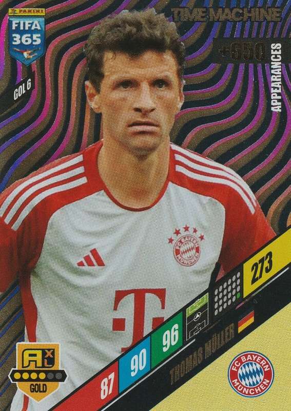 THOMAS MULLER - PANINI `FIFA 365 COLLECTION` 2024 - GOLD `TIME MACHINE` FOIL TRADING CARD GOL6