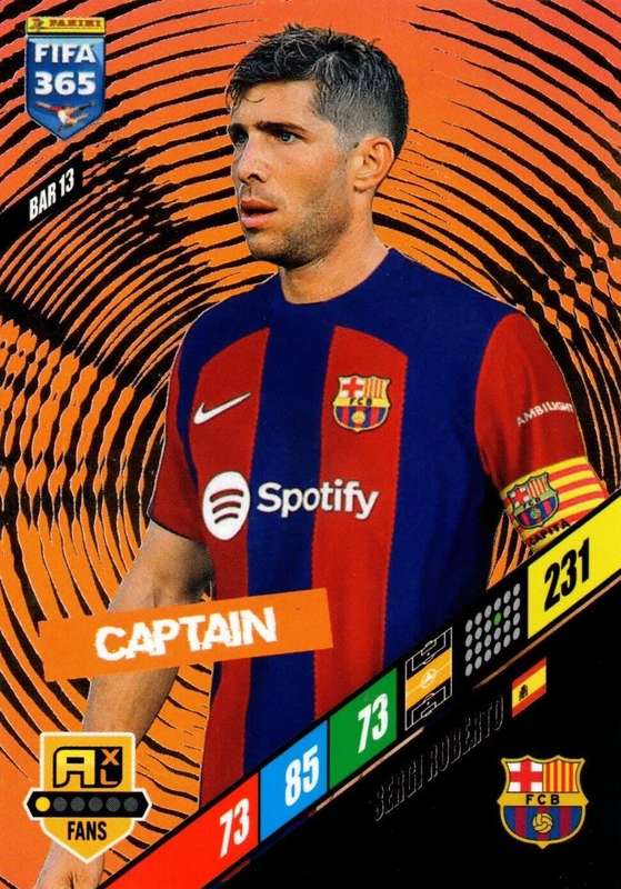 SERGI ROBERTO - PANINI `FIFA 365 COLLECTION` 2024 - `CAPTAIN` FOIL TRADING CARD BAR13