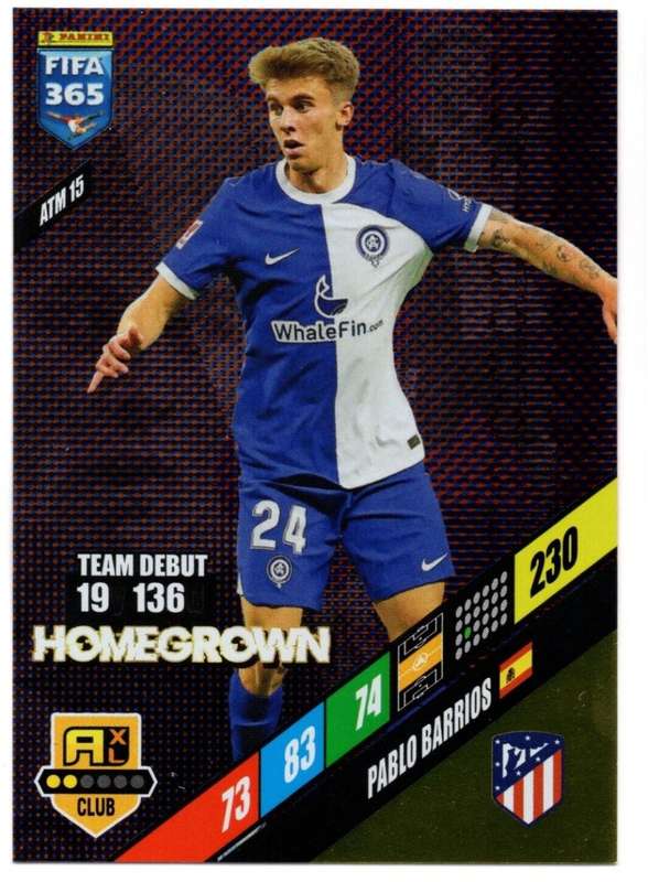 PABLO BARRIOS - PANINI `FIFA 365 COLLECTION` 2024 - `HOMEGROWN` FOIL TRADING CARD ATM15