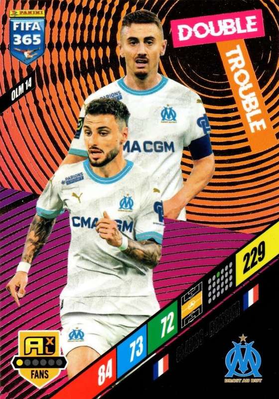 O. MARSEILLE - PANINI `FIFA 365 COLLECTION` 2024 - `DOUBLE TROUBLE` FOIL TRADING CARD OLM14