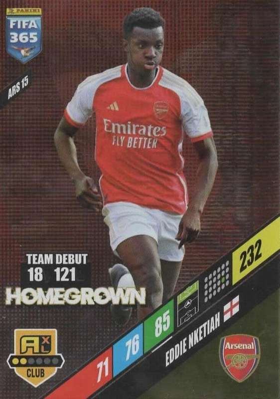 EDDIE NKETIAH - PANINI `FIFA 365 COLLECTION` 2024 - `HOMEGROWN` FOIL TRADING CARD ARS15