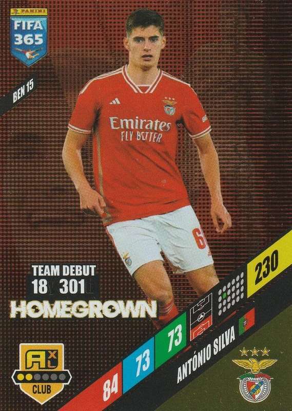 ANTONIO SILVA - PANINI `FIFA 365 COLLECTION` 2024 - `HOMEGROWN` FOIL TRADING CARD BEN15