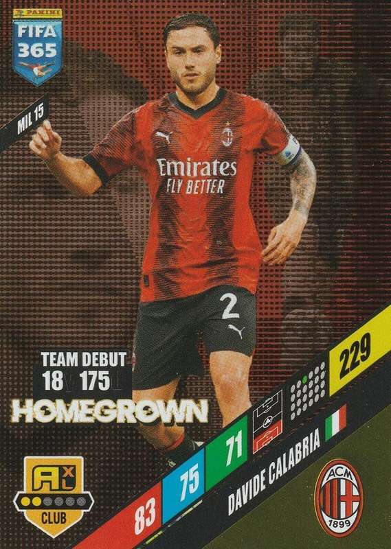 DAVIDE CALABRIA - PANINI `FIFA 365 COLLECTION` 2024 - `HOMEGROWN` FOIL TRADING CARD MIL15