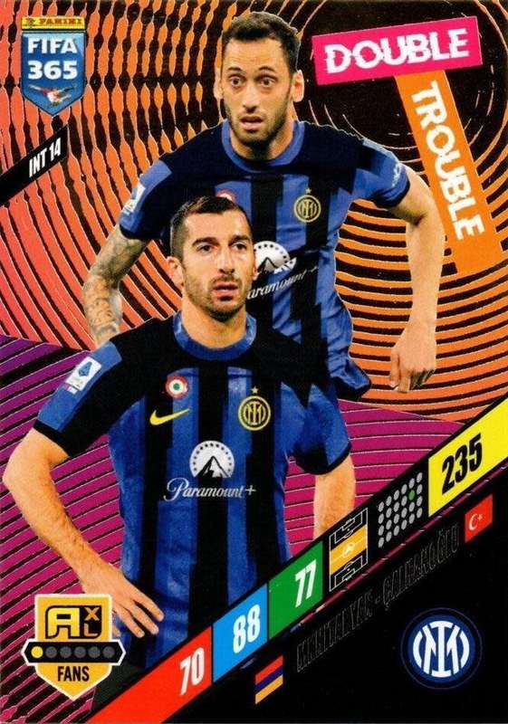INTERNAZIONALE - PANINI `FIFA 365 COLLECTION` 2024 - `DOUBLE TROUBLE` FOIL TRADING CARD INT14