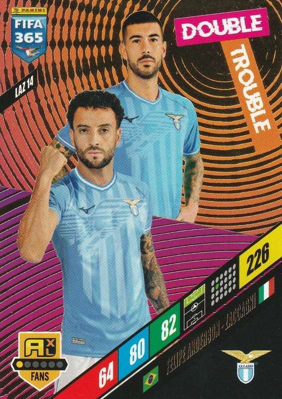 LAZIO - PANINI `FIFA 365 COLLECTION` 2024 - `DOUBLE TROUBLE` FOIL TRADING CARD LAZ14