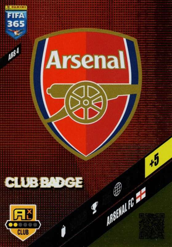ARSENAL FC - PANINI `FIFA 365 COLLECTION` 2024 - `CLUB CREST` FOIL TRADING CARD ARS4