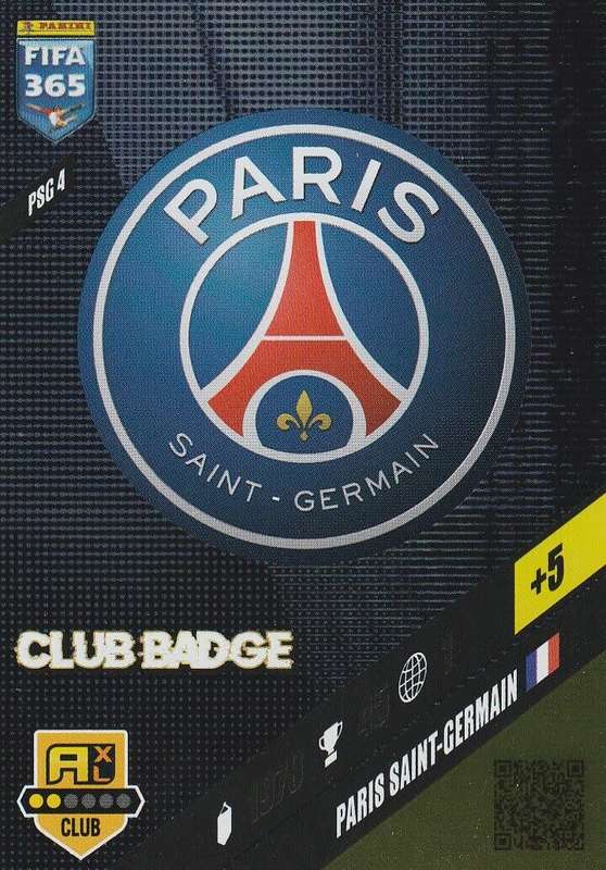PARIS SAINT GERMAIN - PANINI `FIFA 365 COLLECTION` 2024 - `CLUB CREST` FOIL TRADING CARD PSG4