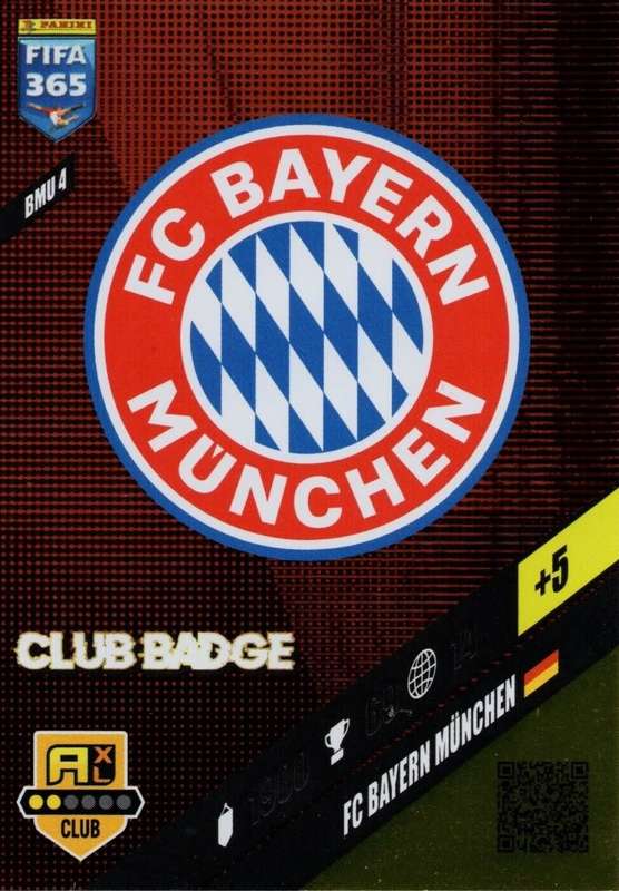 FC BAYERN MUNCHEN - PANINI `FIFA 365 COLLECTION` 2024 - `CLUB CREST` FOIL TRADING CARD BMU4