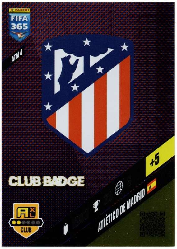 ATLETICO MADRID - PANINI `FIFA 365 COLLECTION` 2024 - `CLUB CREST` FOIL TRADING CARD ATM4