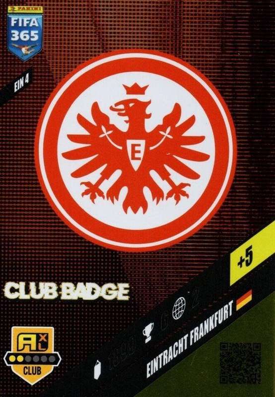 EINTRACHT FRANKFURT - PANINI `FIFA 365 COLLECTION` 2024 - `CLUB CREST` FOIL TRADING CARD EIN4