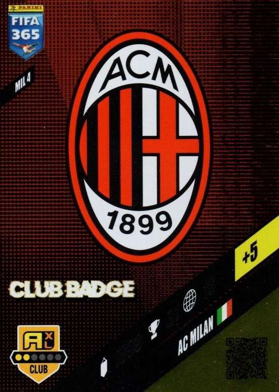 AC MILAN - PANINI `FIFA 365 COLLECTION` 2024 - `CLUB CREST` FOIL TRADING CARD MIL4