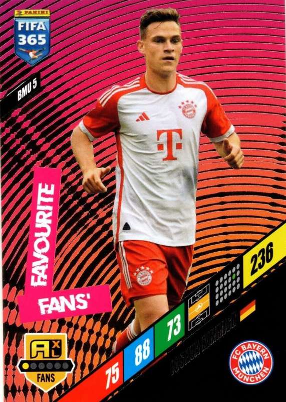 JOSHUA KIMMICH - PANINI `FIFA 365 COLLECTION` 2024 - `FANS FAVOURITE` FOIL TRADING CARD BMU5