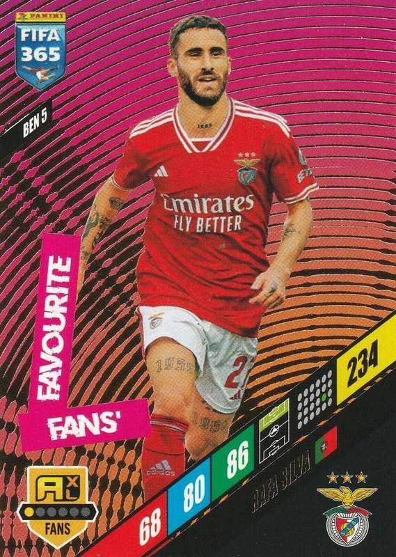 RAFA SILVA - PANINI `FIFA 365 COLLECTION` 2024 - `FANS FAVOURITE` FOIL TRADING CARD BEN5