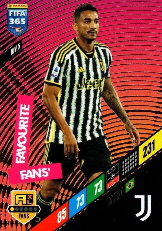 DANILO - PANINI `FIFA 365 COLLECTION` 2024 - `FANS FAVOURITE` FOIL TRADING CARD JUV5