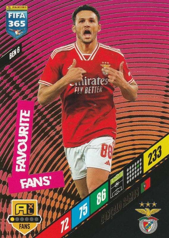 GONCALO RAMOS - PANINI `FIFA 365 COLLECTION` 2024 - `FANS FAVOURITE` FOIL TRADING CARD BEN6