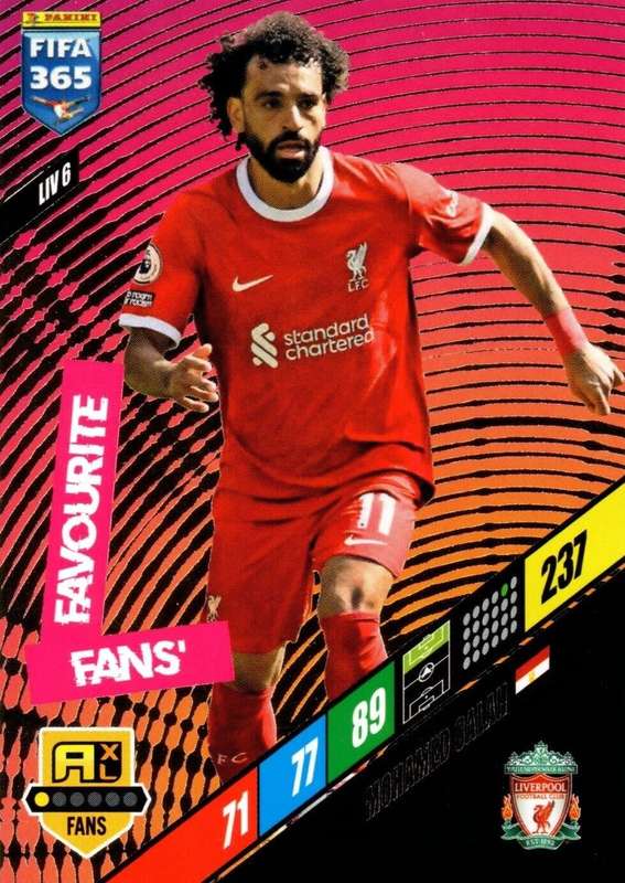 MOHAMED SALAH - PANINI `FIFA 365 COLLECTION` 2024 - `FANS FAVOURITE` FOIL TRADING CARD LIV6