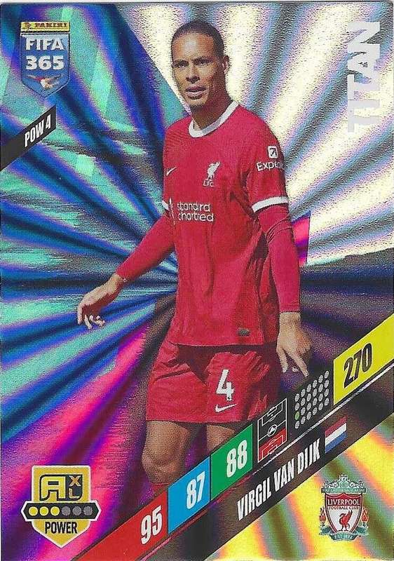 VIRGIL VAN DIJK - PANINI `FIFA 365 COLLECTION` 2024 - `TITTAN` FOIL TRADING CARD POW4