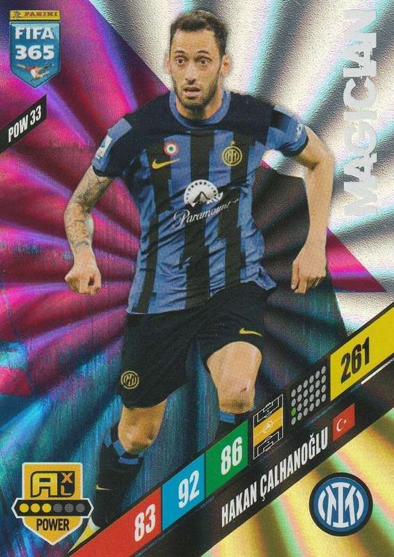 HAKAN CALHANGLU - PANINI `FIFA 365 COLLECTION` 2024 - `MAGICIAN` FOIL TRADING CARD POW33