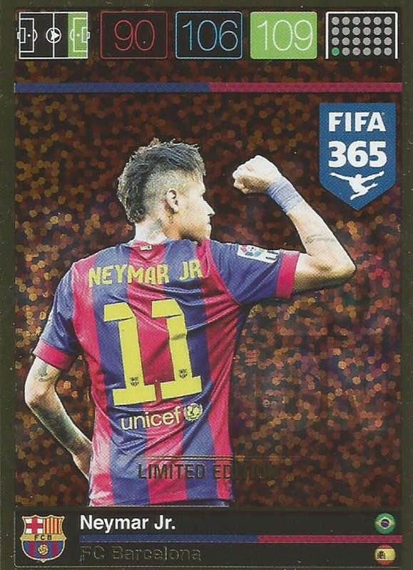 NEYMAR Jr (Brazil) - PANINI `FIFA 365` 2015/16 COLLECTION - FOIL`LIMITED EDITION` TRADING CARD