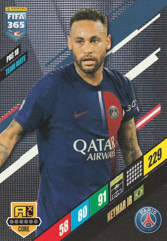NEYMAR Jr (Brazil) - PANINI `FIFA 365` 2023/24 COLLECTION - BASE TRADING CARD