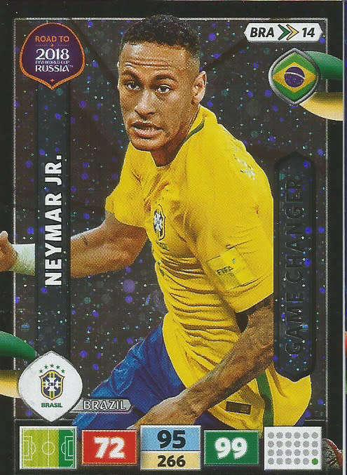 NEYMAR Jr - PANINI `ROAD to FIFA WORLD CUP 2018` COLLECTION - FOIL `GAME CHANGER` TRADING CARD