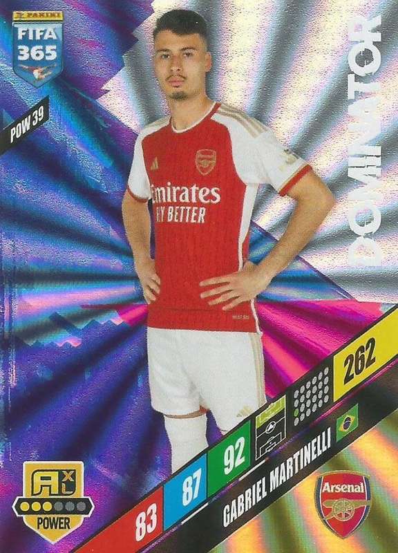 GABRIEL MARTINELLI - PANINI `FIFA 365 COLLECTION` 2024 - `DOMINATOR` FOIL TRADING CARD POW39