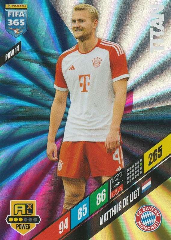 MATTHIJS DE LIGT - PANINI `FIFA 365 COLLECTION` 2024 - `TITAN` FOIL TRADING CARD POW14
