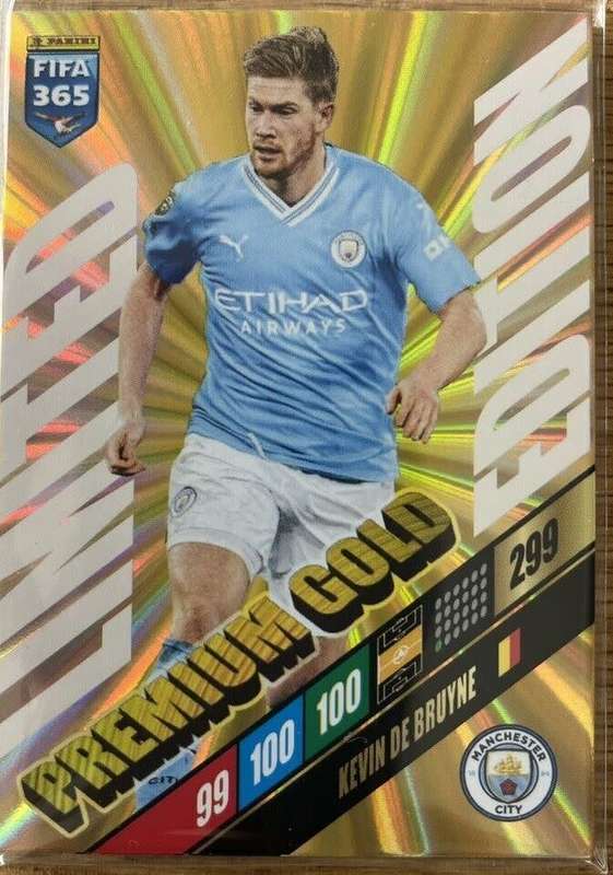 KEVIN DE BRUYNE - PANINI `FIFA 365 COLLECTION` 2024 - PREMIUM GOLD`LIMITED EDITION`  TRADING CARD