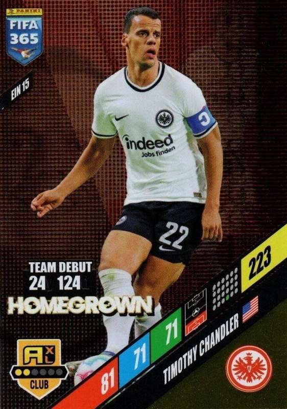 TIMOTHY CHANDLER - PANINI `FIFA 365 COLLECTION` 2024 - `HOMEGROWN` FOIL TRADING CARD EIN15