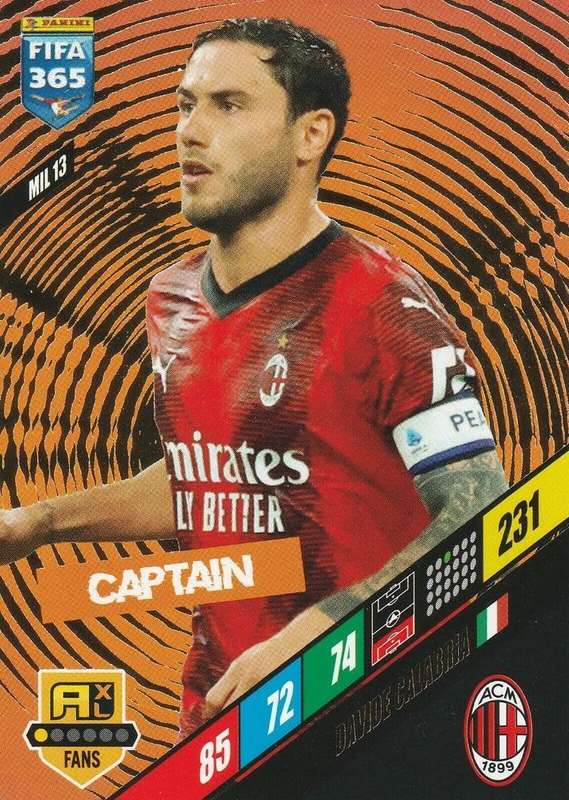 DAVIDE CALABRIA - PANINI `FIFA 365 COLLECTION` 2024 - `CAPTAIN` FOIL TRADING CARD MIL13