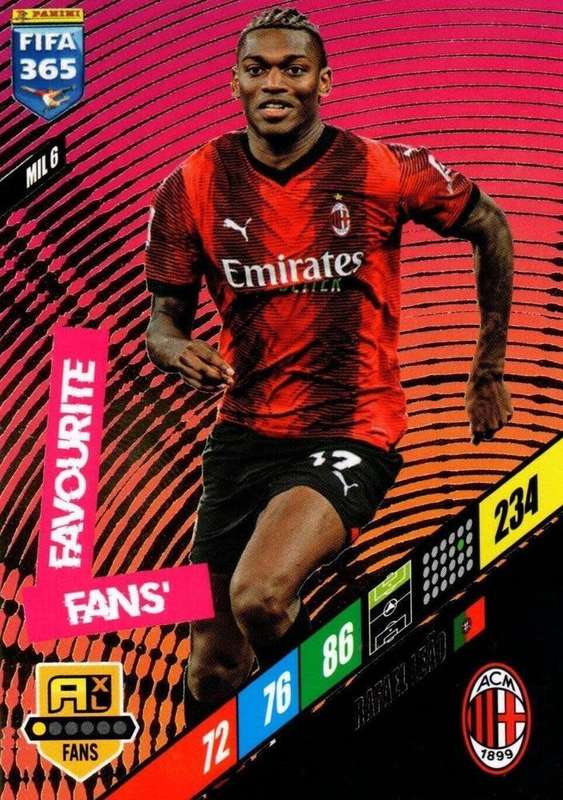 RAFAEL LEAO - PANINI `FIFA 365 COLLECTION` 2024 - `FANS FAVOURITE` FOIL TRADING CARD MIL6