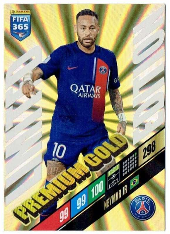 NEYMAR Jr - PANINI `FIFA 365 COLLECTION` 2024 - PREMIUM GOLD`LIMITED EDITION` FOIL TRADING CARD