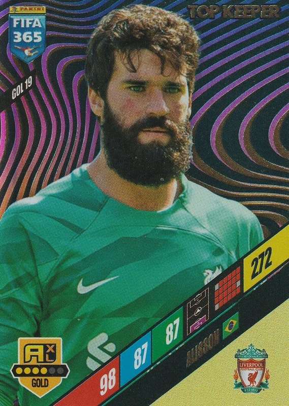 ALISSON - PANINI `FIFA 365 COLLECTION` 2024 - GOLD `TOP KEEPER` FOIL TRADING CARD GOL19