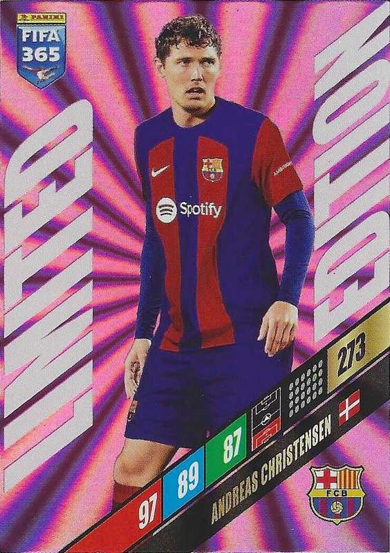 ANDREAS CHRISTENSEN - PANINI `FIFA 365 COLLECTION` 2024 - `LIMITED EDITION` FOIL TRADING CARD