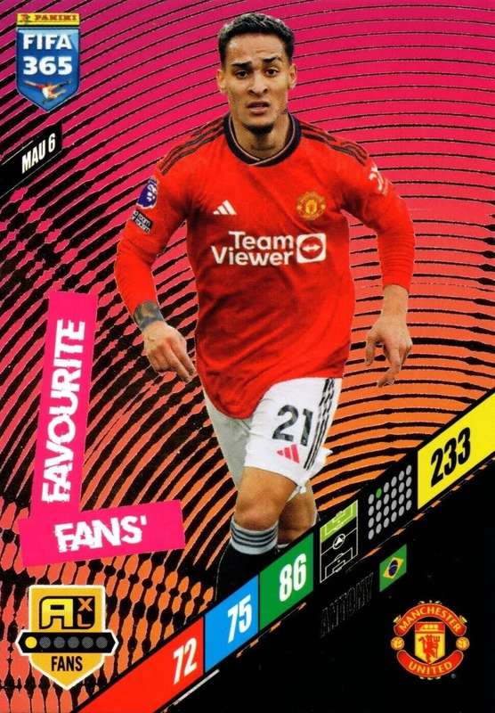 ANTONY - PANINI `FIFA 365 COLLECTION` 2024 - `FANS FAVOURITE` FOIL TRADING CARD MAU6