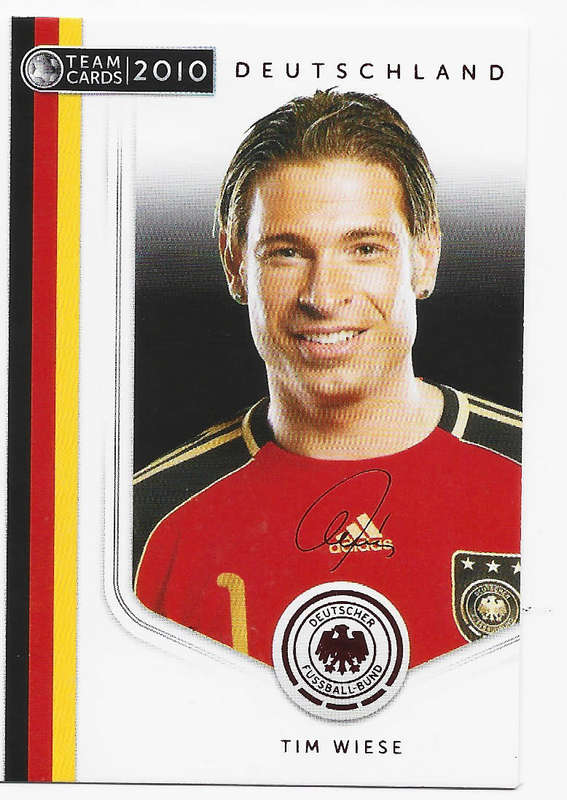 TIM WIESE (Germany) - PANINI `Germany W/Cup 2010`COLLECTION -  Printed `SIGNED`TRADING CARD